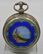 De Bon Paris - Silber Spindeluhr - Emaillerückseite der Pfau, Nieuw