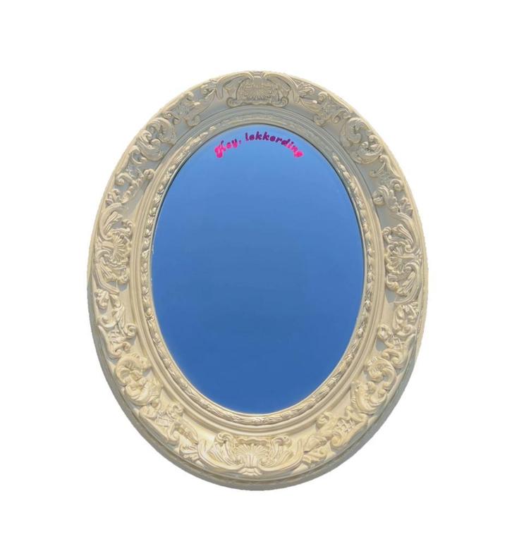 Gouden Spiegel met Quote, Huis en Inrichting, Woonaccessoires | Spiegels, Ovaal, Nieuw, Minder dan 100 cm, 75 tot 100 cm, Ophalen of Verzenden