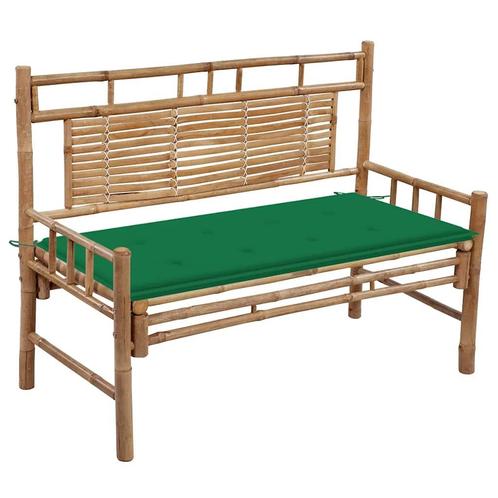 vidaXL Tuinbank met kussen 120 cm bamboe, Tuin en Terras, Tuinbanken, Nieuw, Hout, Verzenden