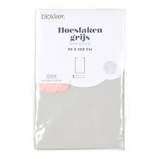 Blokker hoeslaken geweven grijs 90x200, Huis en Inrichting, Slaapkamer | Bedden, Verzenden
