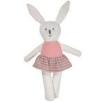 Knuffelkonijn gebreid wit met roze/grijs jurkje - 28cm NIEUW, Ophalen of Verzenden, Nieuw
