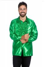 Disco Blouse Ruches Donkergroen, Kleding | Heren, Verzenden, Nieuw