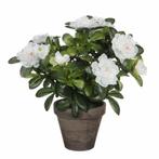 Groene Azalea kunstplant witte bloemen 27 cm in pot stan g.., Huis en Inrichting, Kamerplanten, Verzenden