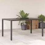 vidaXL Tuintafel met glazen blad 150x90x75 cm poly rattan, Verzenden, Nieuw