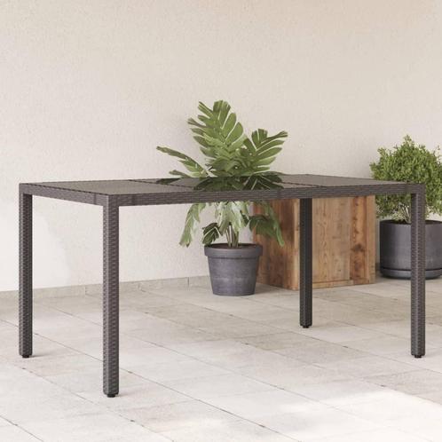 vidaXL Tuintafel met glazen blad 150x90x75 cm poly rattan, Tuin en Terras, Tuintafels, Nieuw, Verzenden