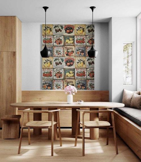 Decoratief paneel Vintage Fruits -170x140cm- Met uiterste, Antiek en Kunst, Antiek | Kleden en Textiel