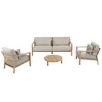 Lucas stoel bank loungeset 4 delig naturel teak 4 Seasons, Ophalen of Verzenden, Nieuw, Teakhout
