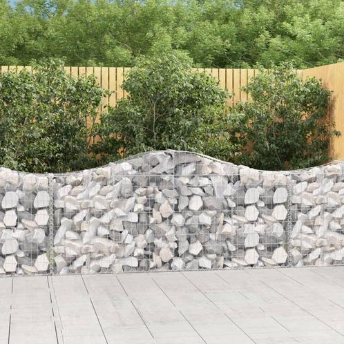 vidaXL Schanskorven 3 st gewelfd 200x30x80/100 cm, Tuin en Terras, Bloembakken en Plantenbakken, 100 cm of meer, Nieuw, Metaal