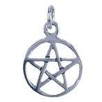 Zilveren Pentagram ketting hanger - in cirkel 16 mm, Nieuw, Verzenden