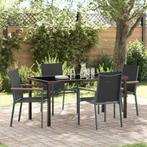 vidaXL Tuin Eetset 5 pcs Zwart Textilene en staal, Verzenden, Nieuw, Textileen