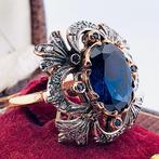 Zonder Minimumprijs - Ring - 9 kt. Roségoud, Zilver Saffier, Nieuw