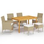 vidaXL 7-delige Tuinset beige, 6 zitplaatsen, Nieuw, Tuinset, Verzenden