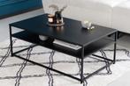 industrieele salontafel DURA STEEL 100cm zwart metaal met, Ophalen of Verzenden, Nieuw
