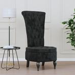 vidaXL Stoel hoge rugleuning met knopen fluweel zwart, Huis en Inrichting, Fauteuils, Verzenden, Nieuw