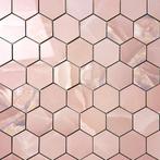 Vloertegel / wandtegel hexagon onix marmer roze gepolijst, Doe-het-zelf en Verbouw, Tegels, Keramiek, Nieuw, Ophalen of Verzenden