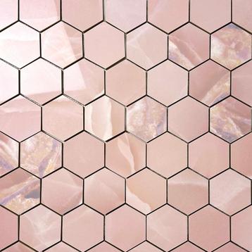 Vloertegel / wandtegel hexagon onix marmer roze gepolijst beschikbaar voor biedingen