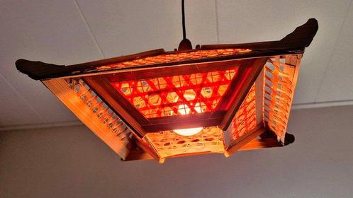 Plafondlamp - Exclusieve Rotan Chinoiserie Lamp - Hout, Antiek en Kunst, Kunst | Designobjecten