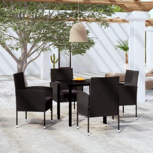 vidaXL 5-delige Tuinset zwart, Tuin en Terras, Tuinsets en Loungesets, Tuinset, Nieuw, 4 zitplaatsen, Rotan, Verzenden