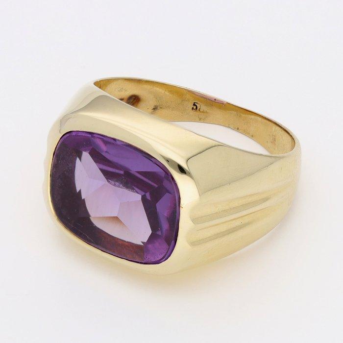 Ring - 14 karaat Geel goud - Synthetische korund, Sieraden, Tassen en Uiterlijk, Ringen