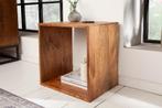 Handgemaakte bijzettafel MAKASSAR 43cm mangohouten plank -, Huis en Inrichting, Ophalen of Verzenden, Nieuw