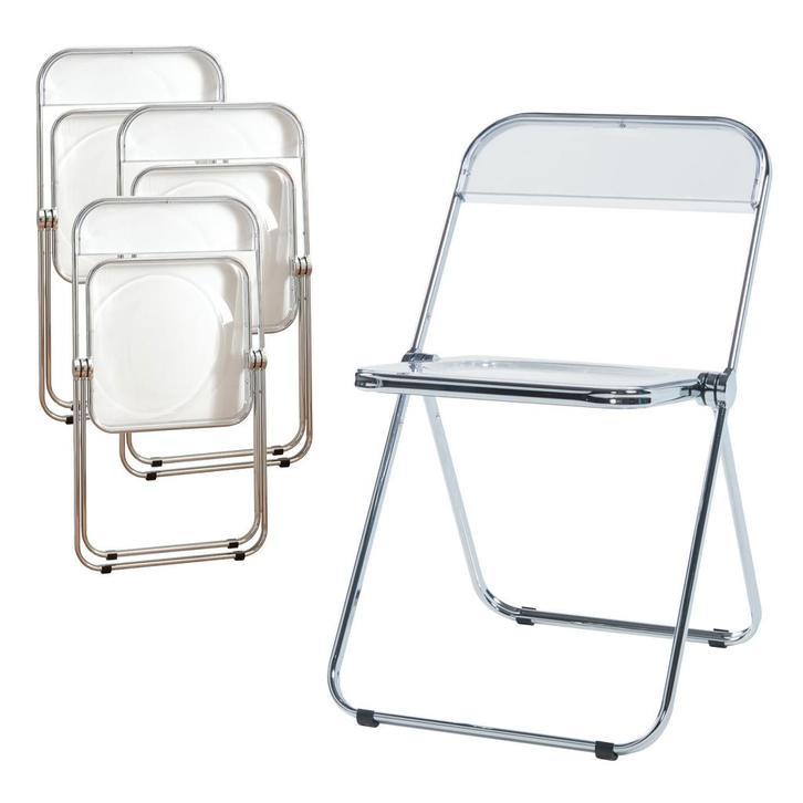 Klapstoel set van 4 Pornainen 74x46x47 cm transparant [en.ca, Huis en Inrichting, Stoelen, Verzenden