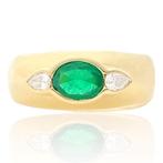 Ring - 18 karaat Geel goud - 0.48ct. tw. Smaragd - Diamant -, Nieuw