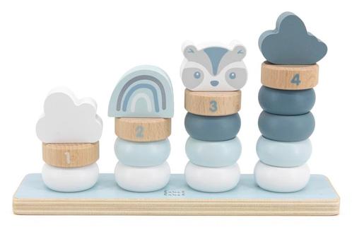 Label Label Blauw Houten Stapelringen LLWT-25279, Kinderen en Baby's, Speelgoed | Houten speelgoed, Nieuw, Verzenden