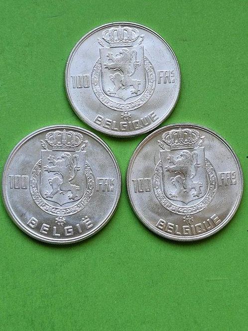 België. 100 Francs 1950 Frans + 1951 Vlaams + 1954 Frans -, Postzegels en Munten, Munten | Nederland