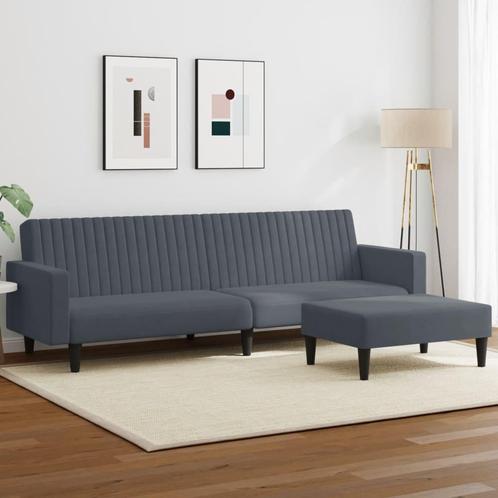 vidaXL 2-delige Loungeset fluweel donkergrijs, Huis en Inrichting, Banken | Bankstellen, Nieuw, Stof, Vierpersoons of meer, Verzenden