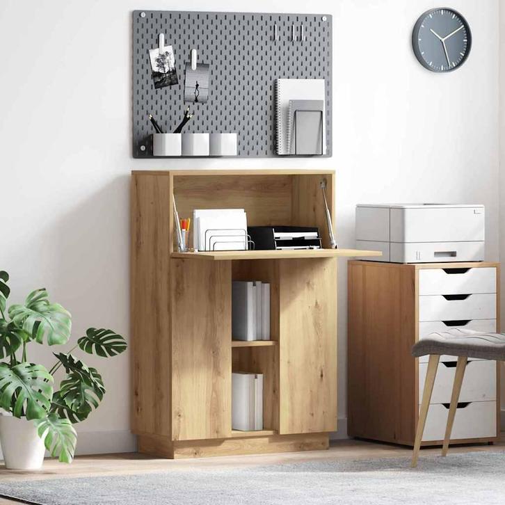 vidaXL Bureau met plank artisanaal eikenkleurig 71,5 x 31,5, Huis en Inrichting, Bureaus, Nieuw, Verzenden