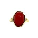 Gouden vintage ring met bloedkoraal 14 krt, Ophalen of Verzenden, Nieuw