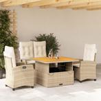 vidaXL 4-delige Tuinset met kussens poly rattan beige, 4 zitplaatsen, Nieuw, Tuinset, Verzenden