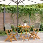 vidaXL 3-delige Bistroset poly rattan en massief hout grijs, Tuin en Terras, Tuinsets en Loungesets, Verzenden, Nieuw, Hardhout