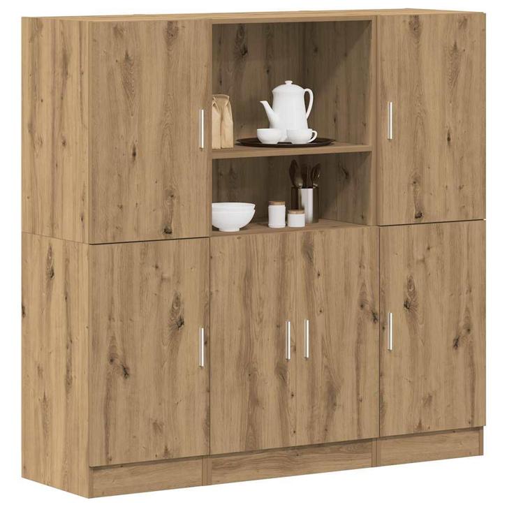 vidaXL 3-delige Keukenkastenset bewerkt hout artisanaal, Huis en Inrichting, Woonaccessoires | Wandplanken en Boekenplanken, Nieuw