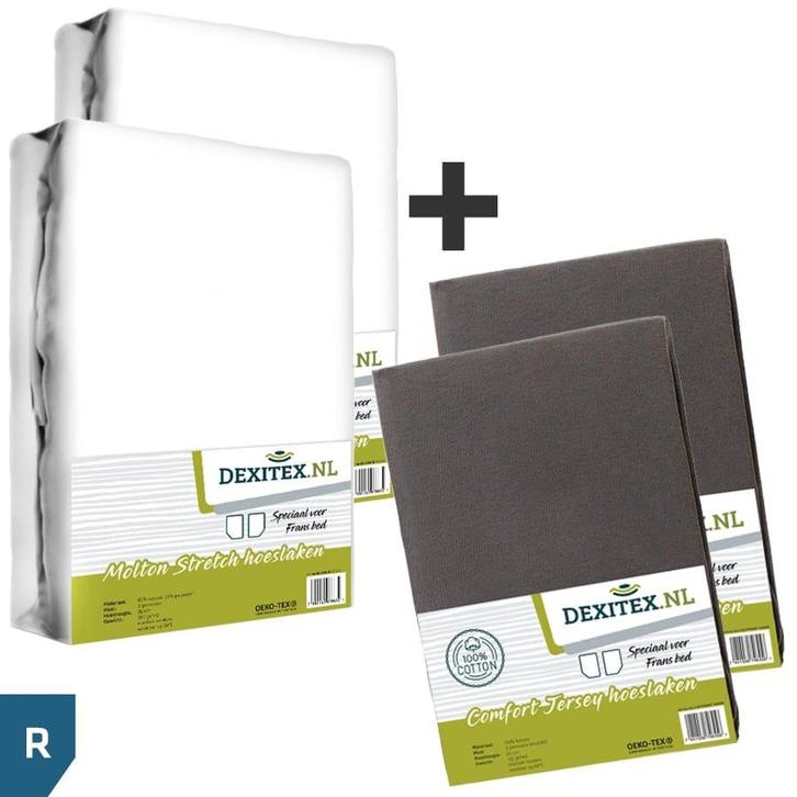 Textielpakket Frans bed - 2 moltons en 2 hoeslakens - rechts, Huis en Inrichting, Slaapkamer | Beddengoed, Hoeslaken of Sloop