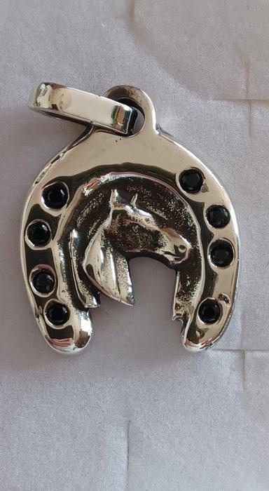 Zilver - Hanger - Hoefijzer met zirconia, Antiek en Kunst, Antiek | Goud en Zilver