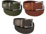 Veiling - 3-Pack elastische gevlochten riemen groen bruin do, Kleding | Heren, Riemen en Ceinturen, Nieuw
