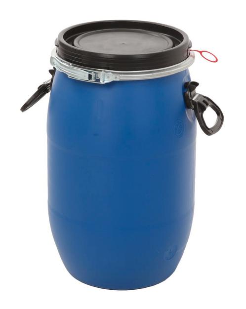 Kunststof vat 30 liter blauw met zwart klemdeksel, Huis en Inrichting, Woonaccessoires | Prullenbakken, Ophalen of Verzenden