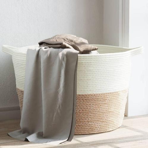 vidaXL Wasmand Ø 60x36 cm katoen bruin en wit, Tuin en Terras, Droogmolens en Wasrekken, Nieuw, Verzenden