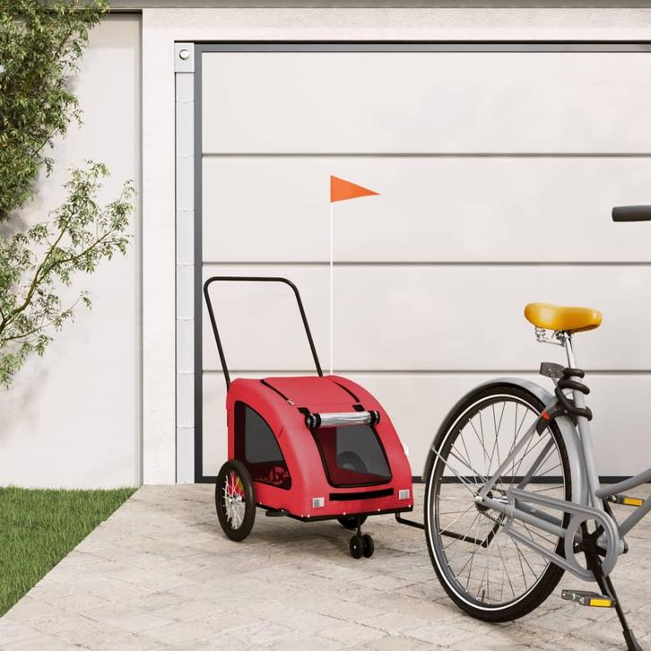 vidaXL Hondenfietstrailer oxford stof en ijzer rood, Dieren en Toebehoren, Overige Dieren-accessoires, Nieuw, Verzenden