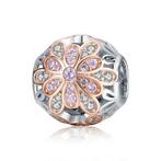 Vibes by Kay | Bloeiende Bloem Bedel Charm Rond Rose & Goud