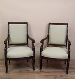 Fauteuil (2) - Mahonie, Zijde, Antiek en Kunst