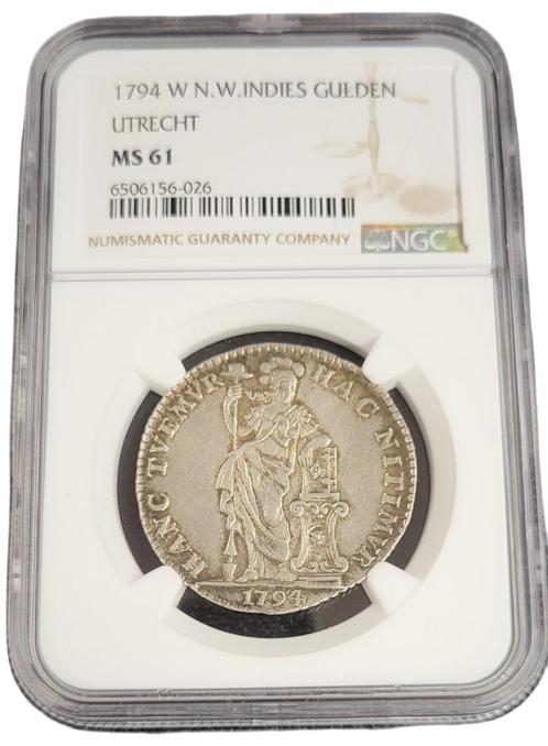 Nederlands West-Indië - Utrecht 1 gulden 1794 NGC, Postzegels en Munten, Munten | Nederland, Losse munt, 1 gulden, Zilver, Verzenden