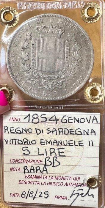Italië, Koninkrijk Vittorio Emanuele II (1849-1861). 5 Lire, Postzegels en Munten, Munten | Europa | Niet-Euromunten