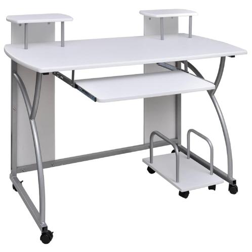 vidaXL Computerbureau 110x52x88,5 cm bewerkt hout wit, Huis en Inrichting, Bureaus, Nieuw, Verzenden