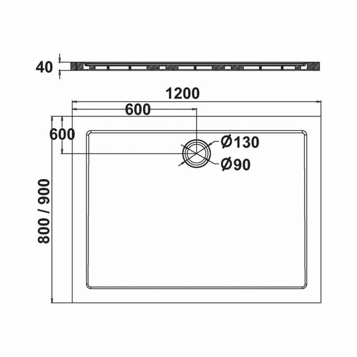 Fusion Douchebak Inbouw Rechthoek 120X80X4 Cm, Doe-het-zelf en Verbouw, Sanitair, Ophalen of Verzenden