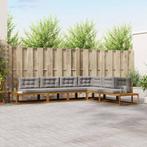 vidaXL Buiten bankenset 6 Stuk Natuurlijk en Lichtgrijs, Verzenden, Nieuw