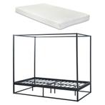 Hemelbed Kristianstad met bedbodem en matras 120x200 cm zwar, Verzenden, Nieuw