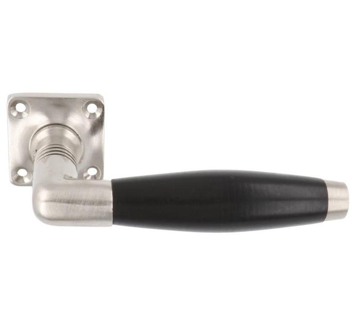 ODShop deurklink Ton met vierkant rozet nikkel mat/ebbenhout, Doe-het-zelf en Verbouw, Hang- en Sluitwerk, Verzenden