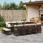 vidaXL 13-delige Tuinset met kussens poly rattan bruin, Tuin en Terras, Tuinsets en Loungesets, 2 zitplaatsen, Nieuw, Tuinset